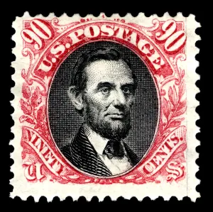 Re Issue Prints: 90c Abraham Lincoln re-issue single, 1875. Creator: National Bank Note Company
