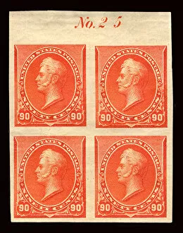 90c Commodore Oliver Hazard Perry proof plate block of four, February 22, 1890