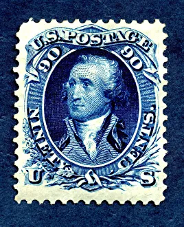 Presidential Collection: 90c Washington re-issue single, 1875. Creator: National Bank Note Company