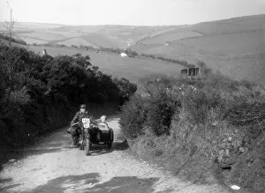 Sidecar Prints: 990 cc AJS and sidecar of CF Crossby at the MCC Lands End Trial