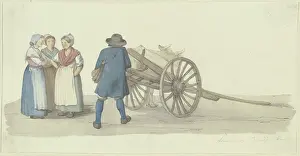 Four People Prints: A A farmer and three women from the Hunsruck region by a cart