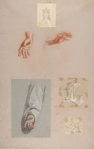 a. Hands of Saint Remi (lower register); b. Head of Saint Clotilde (upper register) a. Hands of Saint Remi (lower register); b. Head of Saint Clotilde (upper register)