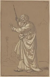 Weir Robert Prints: Aaron Converting His Staff into a Serpent, c. 1860s. Creator: Robert Walter Weir