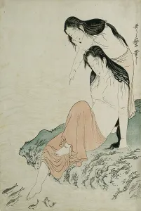 Oban Triptych Prints: Abalone Divers, Japan, c. 1797/98. Creator: Kitagawa Utamaro