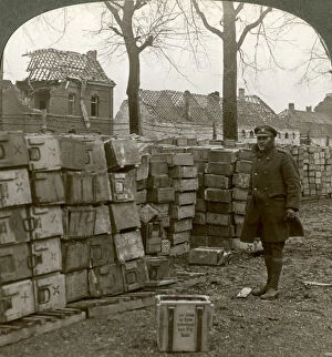 Cambrai Collection: Abandoned German ammunitions near Cambrai, World War I, 1914-1918