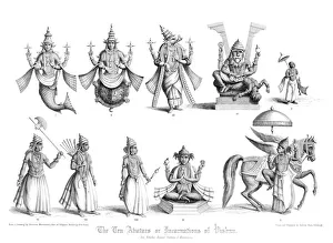 The Ten Abatars or Incarnations of Vishnu. Artist: A Thom