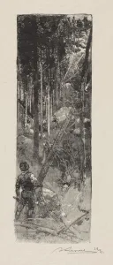 1849 1918 Prints: Abattage des Pins, 1887. Creator: Auguste Louis Lepere (French, 1849-1918)