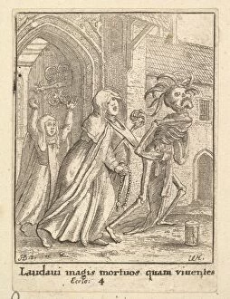 Rosary Gallery: The Abbess, from the Dance of Death, 1651. Creator: Wenceslaus Hollar
