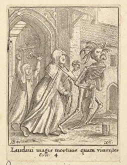 Inevitability Prints: The Abbess, from the Dance of Death, 1651. Creator: Wenceslaus Hollar