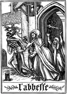 Dragging Prints: The Abbess visited by Death, 1538. Artist: Hans Holbein the Younger