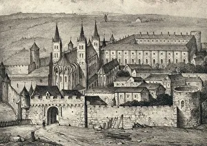 Pernot Prints: The Abbey of St Germain-des-Pres in the 14th Century, 1915