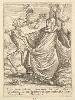 Mitre Collection: Abbot, from the Dance of Death, 1651. Creator: Wenceslaus Hollar