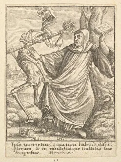 Inevitability Prints: Abbot, from the Dance of Death, 1651. Creator: Wenceslaus Hollar