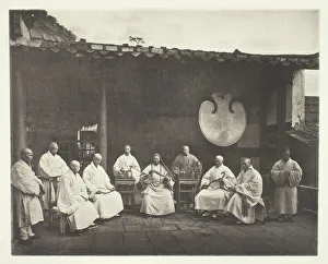 Buddhist Prints: The Abbot and Monks of Kushan, c. 1868. Creator: John Thomson