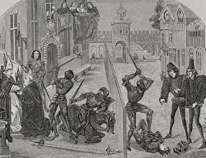 Tournament Prints: The Abbot of Saint-Denis, kneeling before the Bishop of Paris