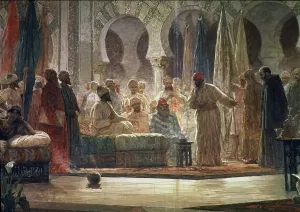 Turbans Prints: Abd-al-Rahman III receiving an embassy, 1865. Creator: Dionisio Baixeras y Verdaguer