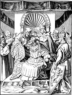 Abdication Prints: The abdication of Emperor Henry IV in Ingelheim, 1840