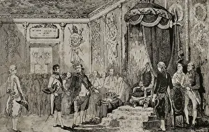 Abdication of King Charles IV in favour of his son Ferdinand VII, March 19, 1808, (1851). Creator: Unknown