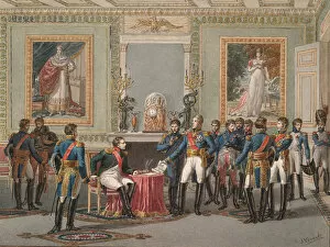 Vernet Collection: The Abdication of Napoleon at Fontainebleau, 1815. Artist: Vernet, Jules (1792-1843)