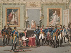 Vernet Collection: The Abdication of Napoleon at Fontainebleau, 1815. Artist: Vernet, Jules (1792-1843)