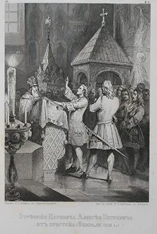 Abdication Prints: The Abdication of Tsarevich Alexei Petrovich of Russia (1690-1718). Artist: Anonymous