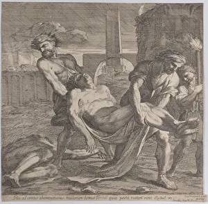Martyrs Prints: Abdon and Sennen carrying the early Christian martyrs off for burial, 1650-60