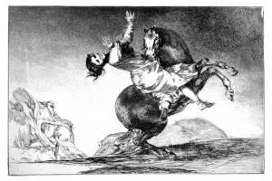 Absurdity Prints: Abducting horse, 1819-1823. Artist: Francisco Goya
