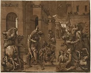 Andrea Andreani Italian Gallery: The Abduction of the Sabine Women, 1585. Creator: Andrea Andreani (Italian, about 1558-1610)