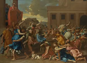 Poussin Gallery: The Abduction of the Sabine Women, probably 1633-34. Creator: Nicolas Poussin
