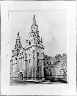 West Prints: Aberdeen Cathedral - Western Towers, 1848-1852. Creator: Robert William Billings