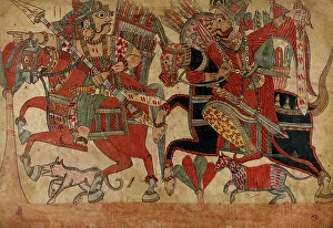 Mahabharata Prints: Abhimanyu Hunting, Scene from the Story of the Marriage of Abhimanyu and Vatsala