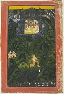 Rajasthan Collection: Abhisarika Nayika (Heroine Running to Meet her Lover), mid-18th century. Creator: Unknown