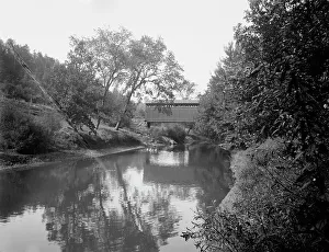Covered Bridge Prints: Able Man's Narrows, old wagon bridge, c1898. Creator: Unknown