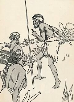 Approaching Gallery: Aboriginal men approaching a settlers farm, 1912. Artist: Charles Robinson