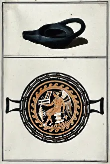 Handle Prints: Above, black lamp; below, drinking vessel with two handles