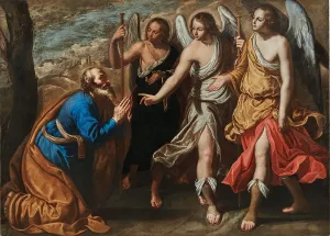 Book Of Genesis Prints: Abraham and the Three Angels. Creator: Gentileschi, Artemisia (1598-1653)