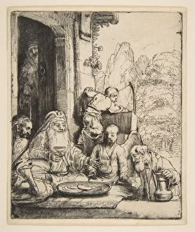 Abraham Collection: Abraham Entertaining the Angels, 1656. Creator: Rembrandt Harmensz van Rijn