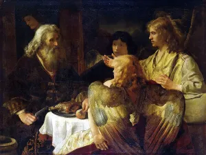 Book Of Genesis Prints: Abraham entertaining the three angels (Genesis 18:9-15), 1640. Creator: Jan Victors