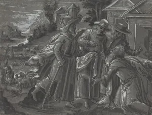 Abraham Entertaining the Angels [verso], c. 1600. Creator: Unknown
