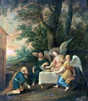 Frans Ii Prints: Abraham Kneels in front of Three Angels, 1581-1642. Artist: Frans Francken II