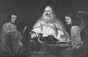 Book Of Genesis Gallery: 'Abraham at Table with the Angels';from the picture attributedto Rembrandt, recently... 1890