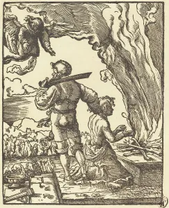 Altdorfer Albrecht Prints: Abraham's Sacrifice, in or after 1520. Creator: Albrecht Altdorfer