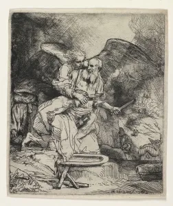 1606 1669 Prints: Abrahams Sacrifice, 1655. Creator: Rembrandt van Rijn (Dutch, 1606-1669)