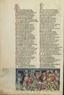 Weltchronik Prints: Abraham's Victory over the Four Kings; Weltchronik, about 1400-1410. Creator: Unknown