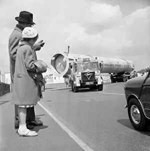 Absorption Tower Gallery: An absorption tower being transported by road, Dukenfield, Manchester, 1962. Artist