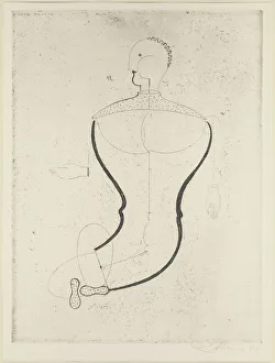 Bauhausbücher Prints: Abstract figure to the left, 1923. Creator: Schlemmer, Oskar (1888-1943)