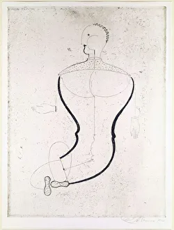 Abstract figure to the left, 1923. Creator: Schlemmer, Oskar (1888-1943)
