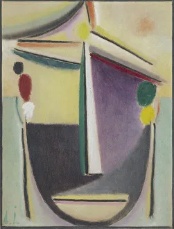 Javlensky Prints: Abstract Head: Black-Yellow-Purple, c. 1922. Creator: Javlensky, Alexei, von (1864-1941)