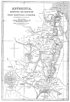 Supply Line Prints: Abyssinia, showing the route of the British forces, 1868. Creator: John Dower