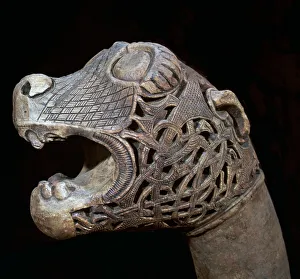 9th Century Prints: The Academicians animal head-post from the Oseburg Viking ship burial, 9th century